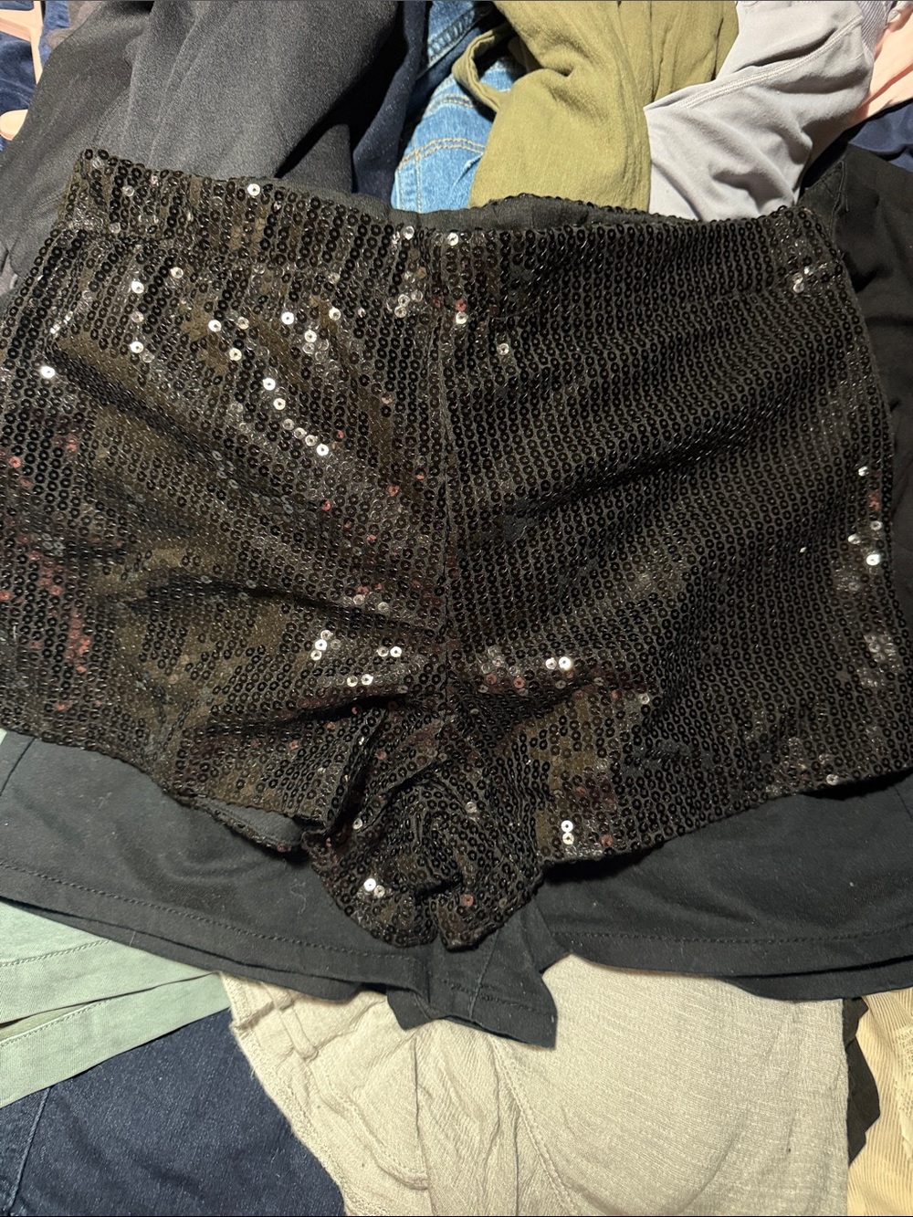 VENUS Black Sequin High-Waist Shorts